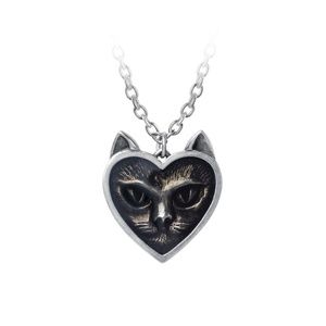 Alchemy Gothic Love Heart Shaped Cat Face Necklace NWT